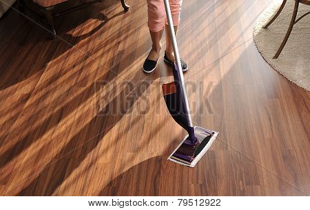 Mop for cleaning wooden floor from dust