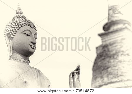 ancient buddha statue art process at Sukhothai historical park Sukhothai province