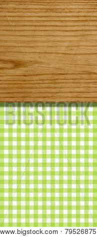 Light green Tablecloth pattern with wooden board