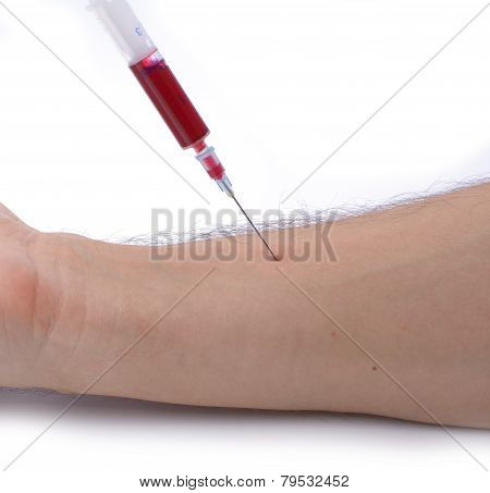 Blood Sampling With Syringe And Needle For Analysis