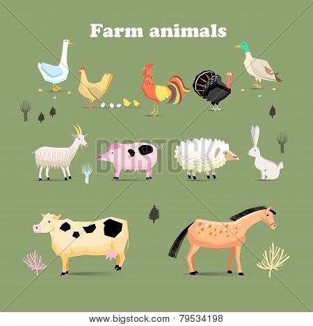 Set Of Farm Animals