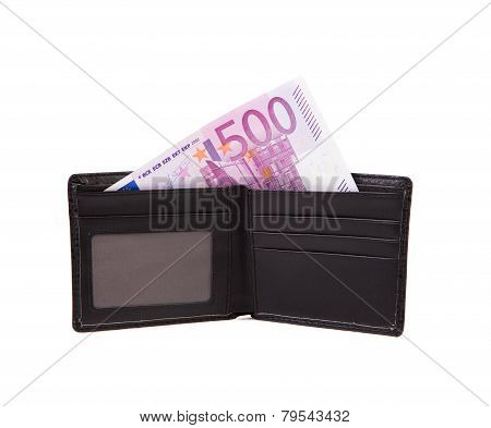 Wallet with euro banknotes.