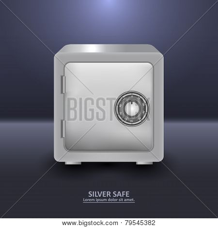 Silver security safe with combination lock