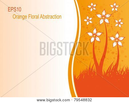 Orange floral abstraction. Includes grass and flowers. Fully vector. Enjoy!