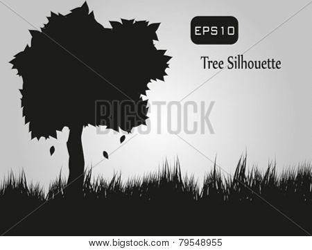 Tree silhouette and grass. Fully vector. Enjoy!