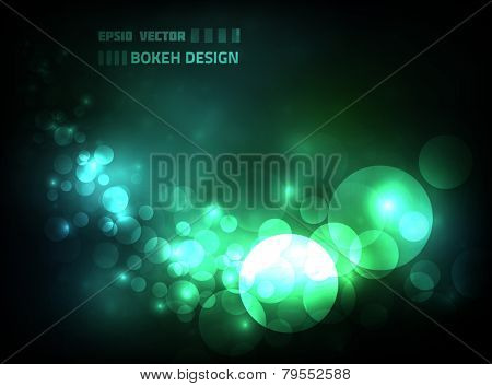 EPS10 vector abstract bokeh design against dark background, colored blue and green