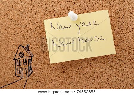 New year sticker with text new house