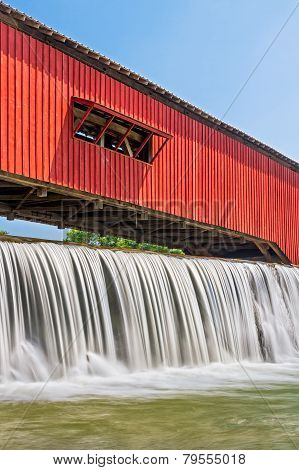 Bridgeton Covered Bridge And Waterfall