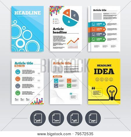 Document signs. File extensions symbols.