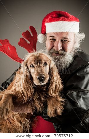 Santa Claus  With His Dog