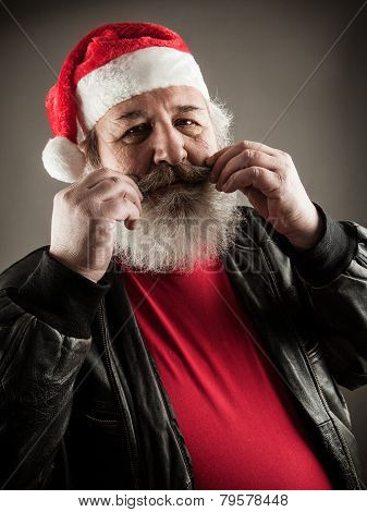 Funny Mature Man Dressed As Santa