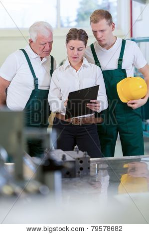 Female Engineer And Manufacturing Labourers