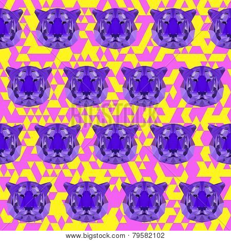 Bright colored Abstract Geometric Polygonal Tiger Seamless Pattern