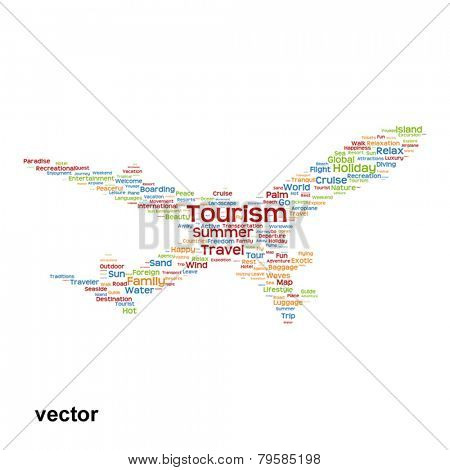Vector concept or conceptual abstract travel or tourism word clo