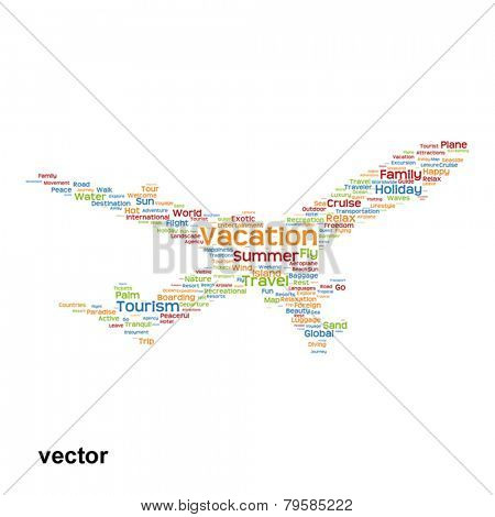Vector concept or conceptual abstract travel or tourism word clo