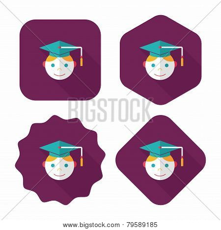 Graduation Man Flat Icon With Long Shadow,eps10