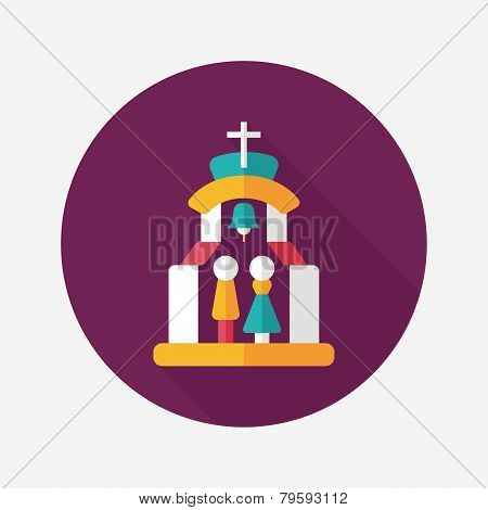 Wedding Ceremony In Chruch Flat Icon With Long Shadow,eps10