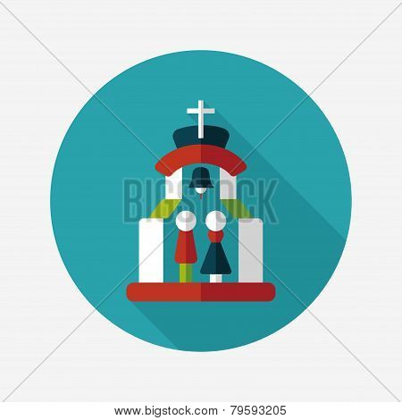 Wedding Ceremony In Chruch Flat Icon With Long Shadow,eps10