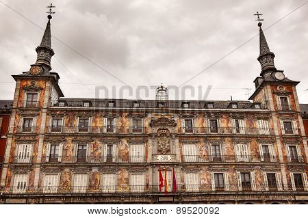 Plaza Mayor Cityscape Towers Madrid Spain