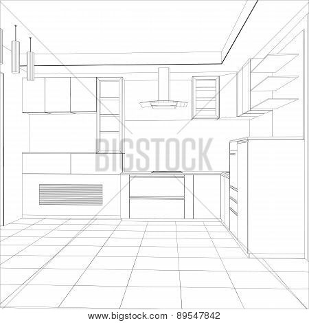 vector design process in wire-frame Illustration created of 3d