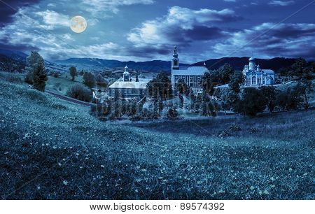 Monastery On The Hillside At Night