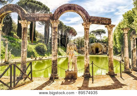 The Ancient Pool Called Canopus In Villa Adriana (hadrian's Villa), Tivoli, Italy