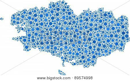 Isolated Map of Brittany - France -