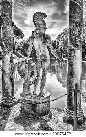 Greek Statue Of Ares, Inside Villa Adriana (hadrian's Villa), Tivoli, Italy