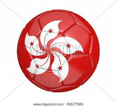 Soccer ball, or football, with the country flag of Hong Kong