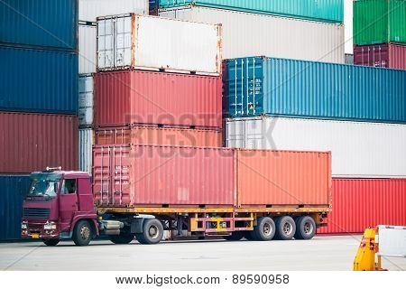 Cargo Truck In Container Depot