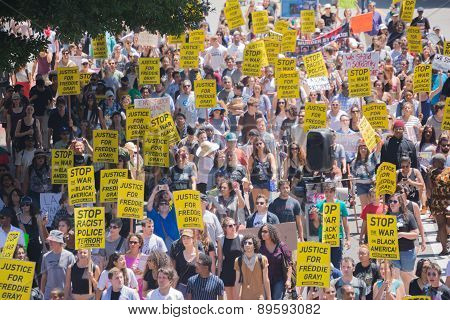 Protestants In The Streets With Signs