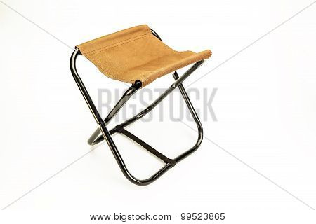 Folding chair isolated on white portable for use at picnics and camping.
