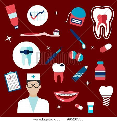 Dentistry, hygiene icons and symbols