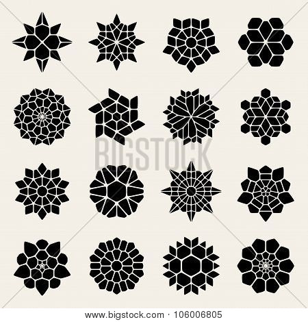 Vector Black And White Mandala Lace Ornaments