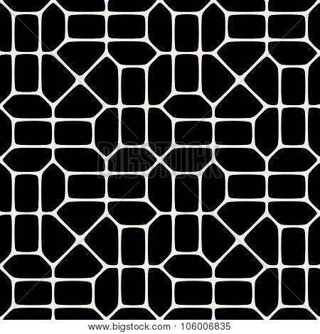 Vector Seamless Black And White Mosaic Pavement Pattern