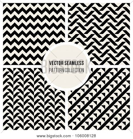 Vector Seamless Black And White Geometric Pattern Collection