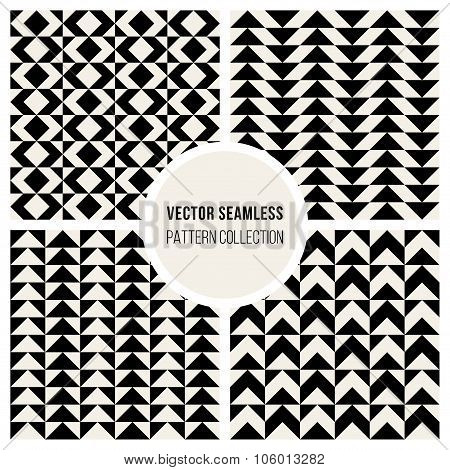 Vector Seamless Black And White Geometric Pattern Collection