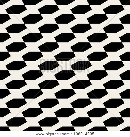 Vector Seamless Black And White Hexagonal Diagonal Pattern