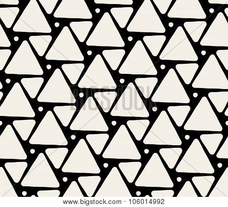 Vector Seamless Black And White Rounded Triangle Pattern