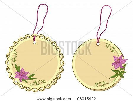 Tags with floral pattern
