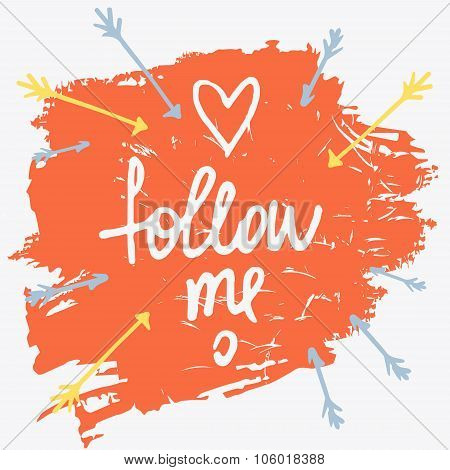 Follow me. Social net. Vector illustration on cyan background.