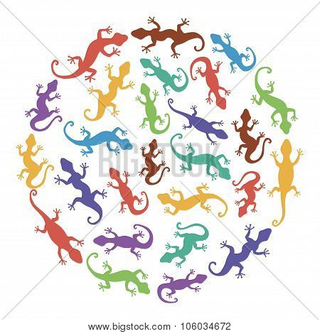 Lizards. Vector Abstract background.