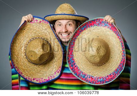 Funny mexican wearing sombrero hat