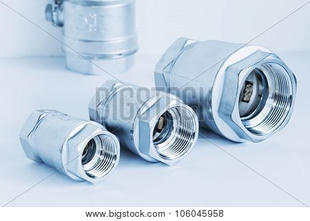 Fittings And Ball Valve With Selective Focus On Thread Fittings.
