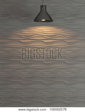 Wave Wall Decoration Rendering Under The Spot Light Rendering