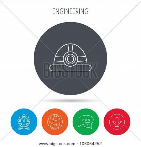 Engineering icon. Engineer or worker helmet.