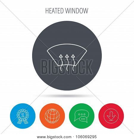 Heated window icon. Windshield arrows sign.