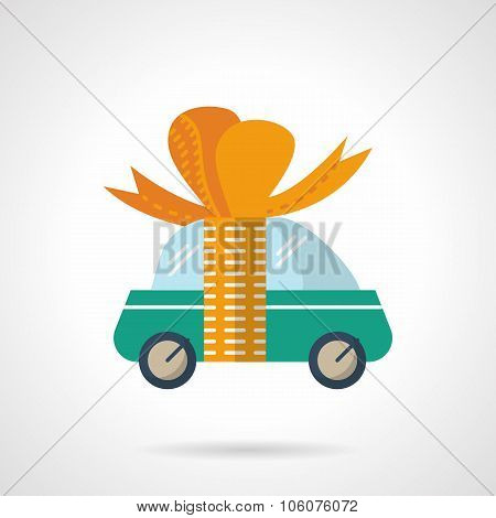 Car gift flat color vector icon
