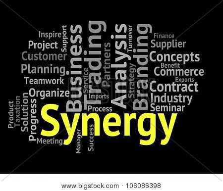 Synergy Word Means Working Together And Partner