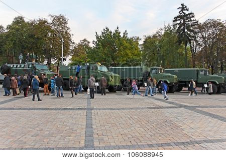 Military Vehicles On Exhibition In Kyiv, Ukraine